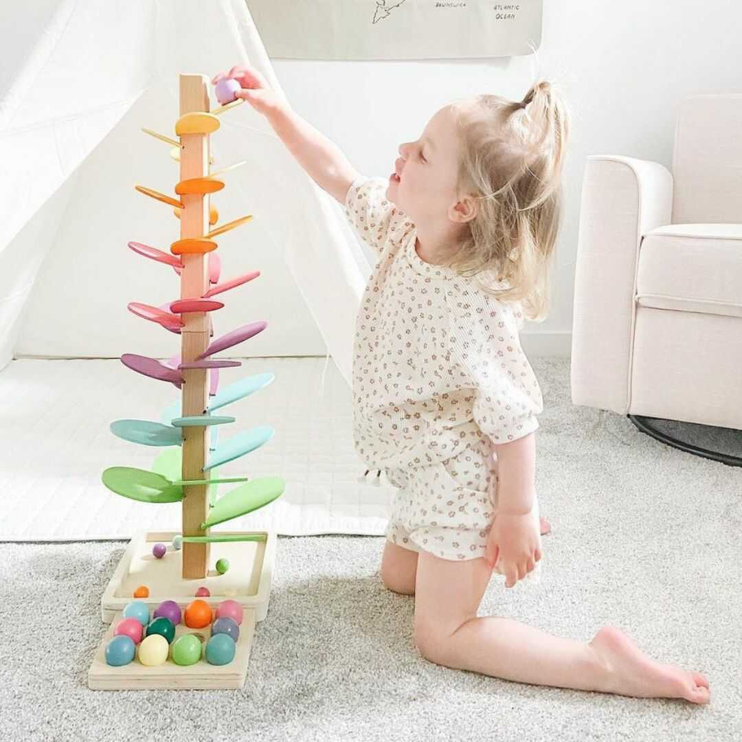 Wooden Rainbow Stacking Tower Educational Toy Set