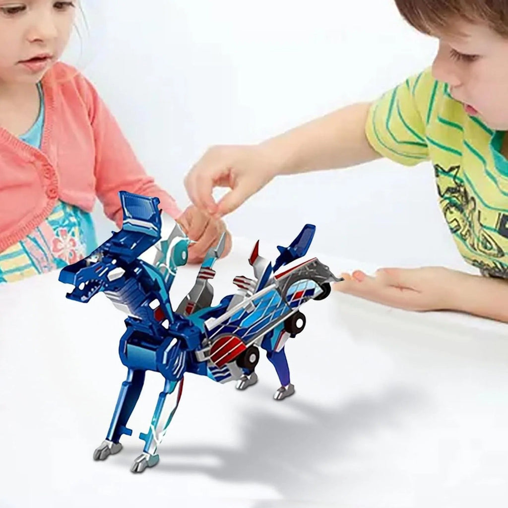 Kids 2-in-1 Magnetic Transformer Dinosaur Car Toy Set