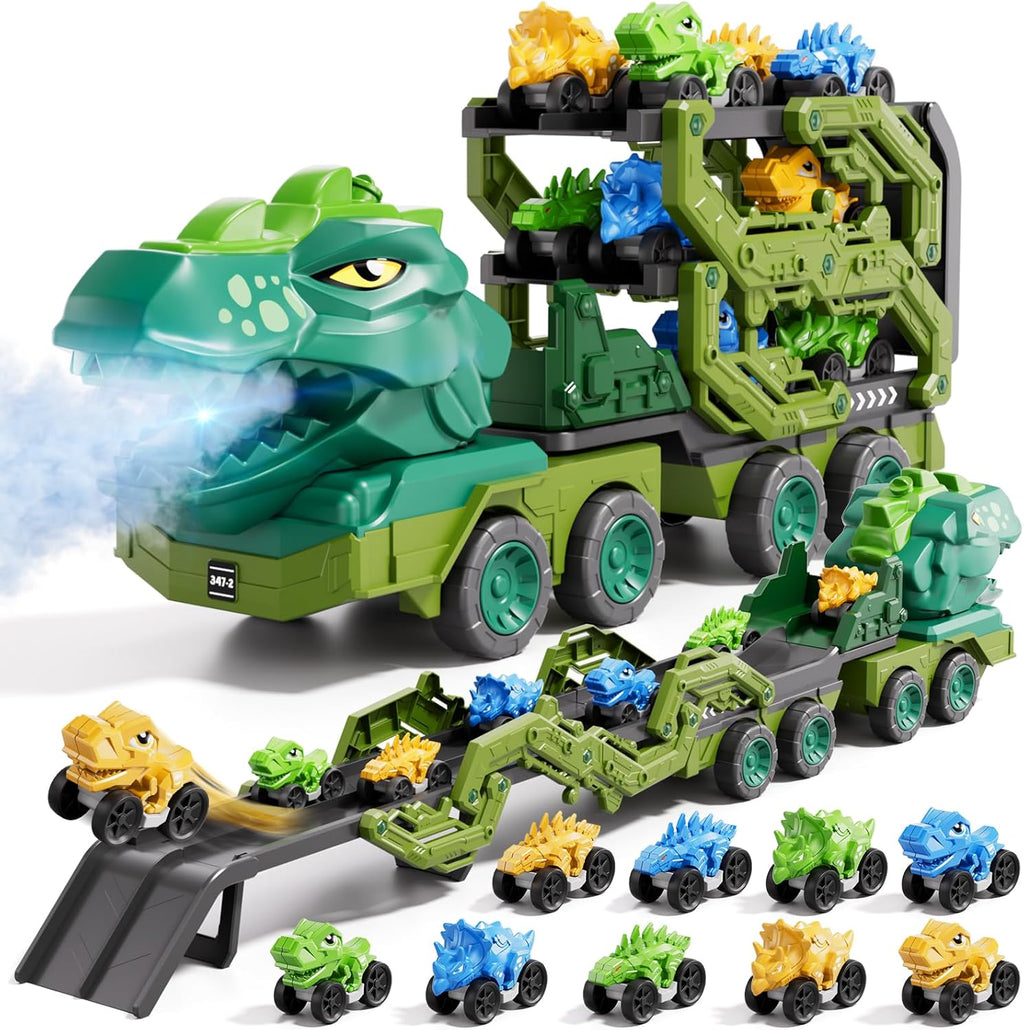 Dinosaur Truck Toy Set with Dinosaur Cars and Track Playset