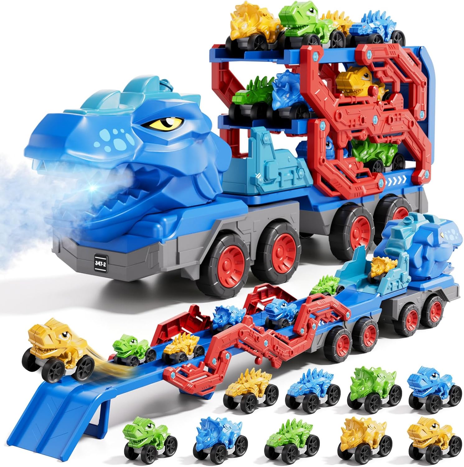 Dinosaur Truck Toy Set with Dinosaur Cars and Track Playset