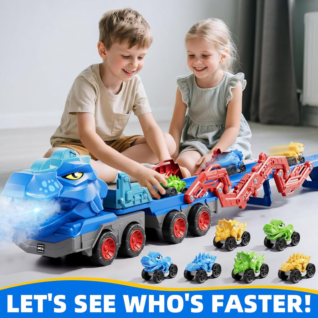 Dinosaur Truck Toy Set with Dinosaur Cars and Track Playset