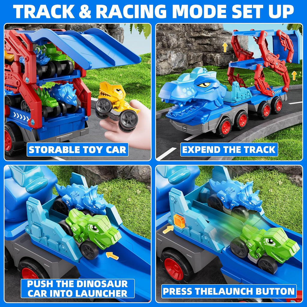 Dinosaur Truck Toy Set with Dinosaur Cars and Track Playset