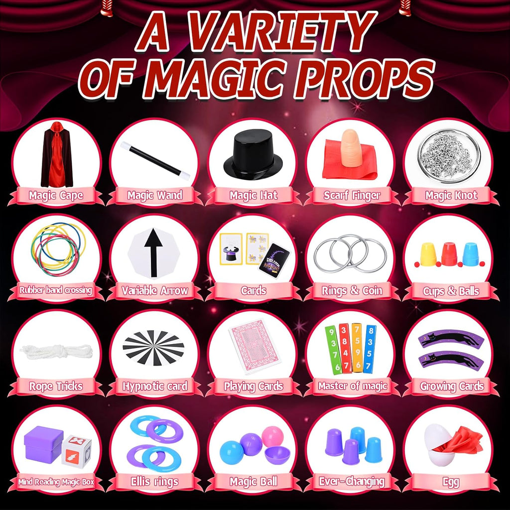 Kids Magic Kit with Magician Costume and Tutorial Videos Set