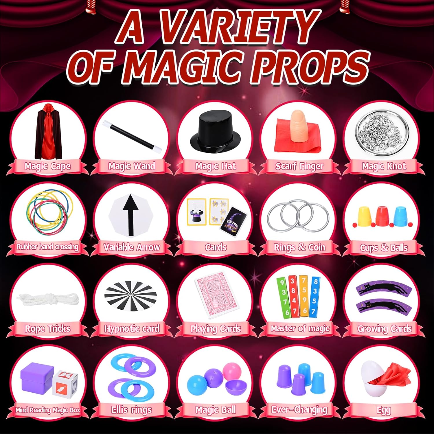Kids Magic Kit with Magician Costume and Tutorial Videos Set