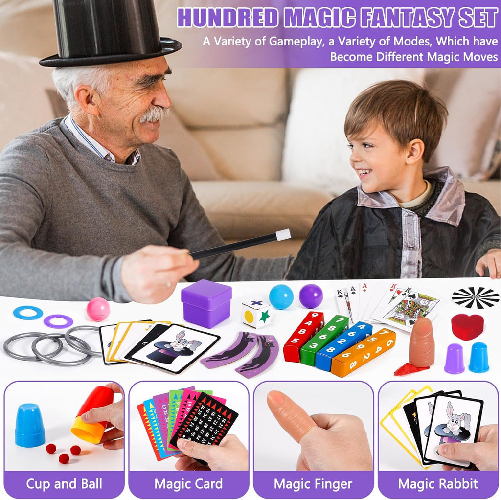 Kids Magic Kit with Magician Costume and Tutorial Videos Set