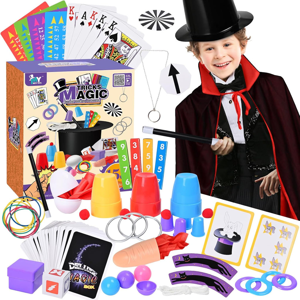 Kids Magic Kit with Magician Costume and Tutorial Videos Set