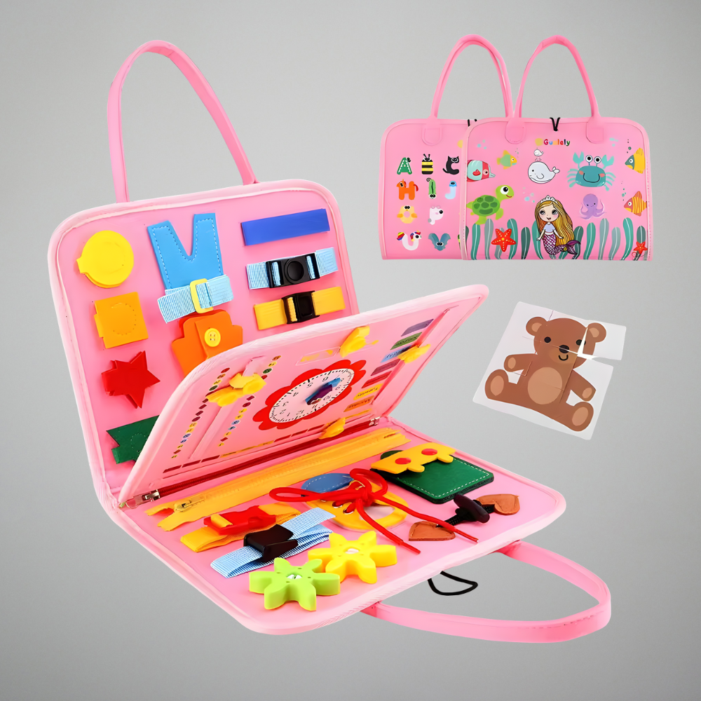 Montessori Wooden Busy Board Sensory Activity Toy for Toddlers