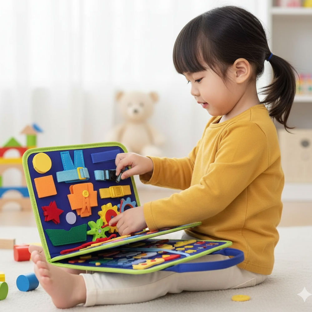 Montessori Wooden Busy Board Sensory Activity Toy for Toddlers
