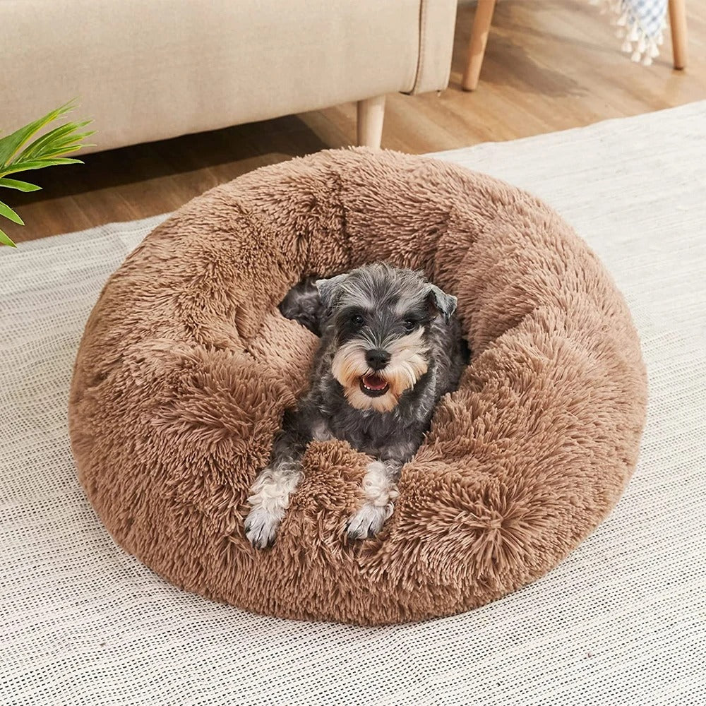 Calming Circular Dog Bed with Removable Cover