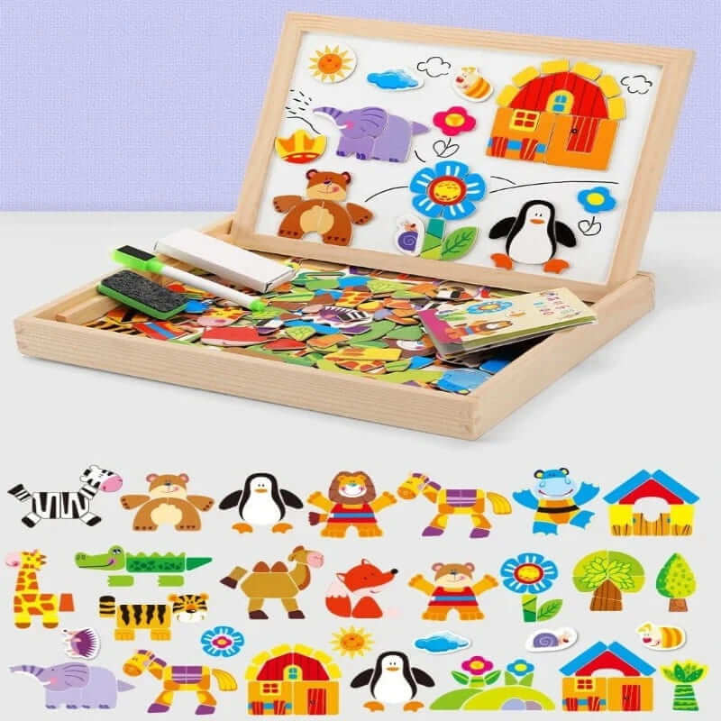 Magnetic Wooden Puzzle Educational Toy 100 Pieces for Children