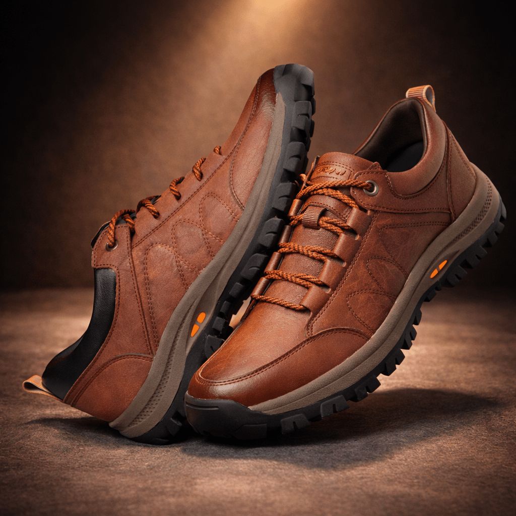 Men's Orthopedic Waterproof Leather Shoes with Posture Support