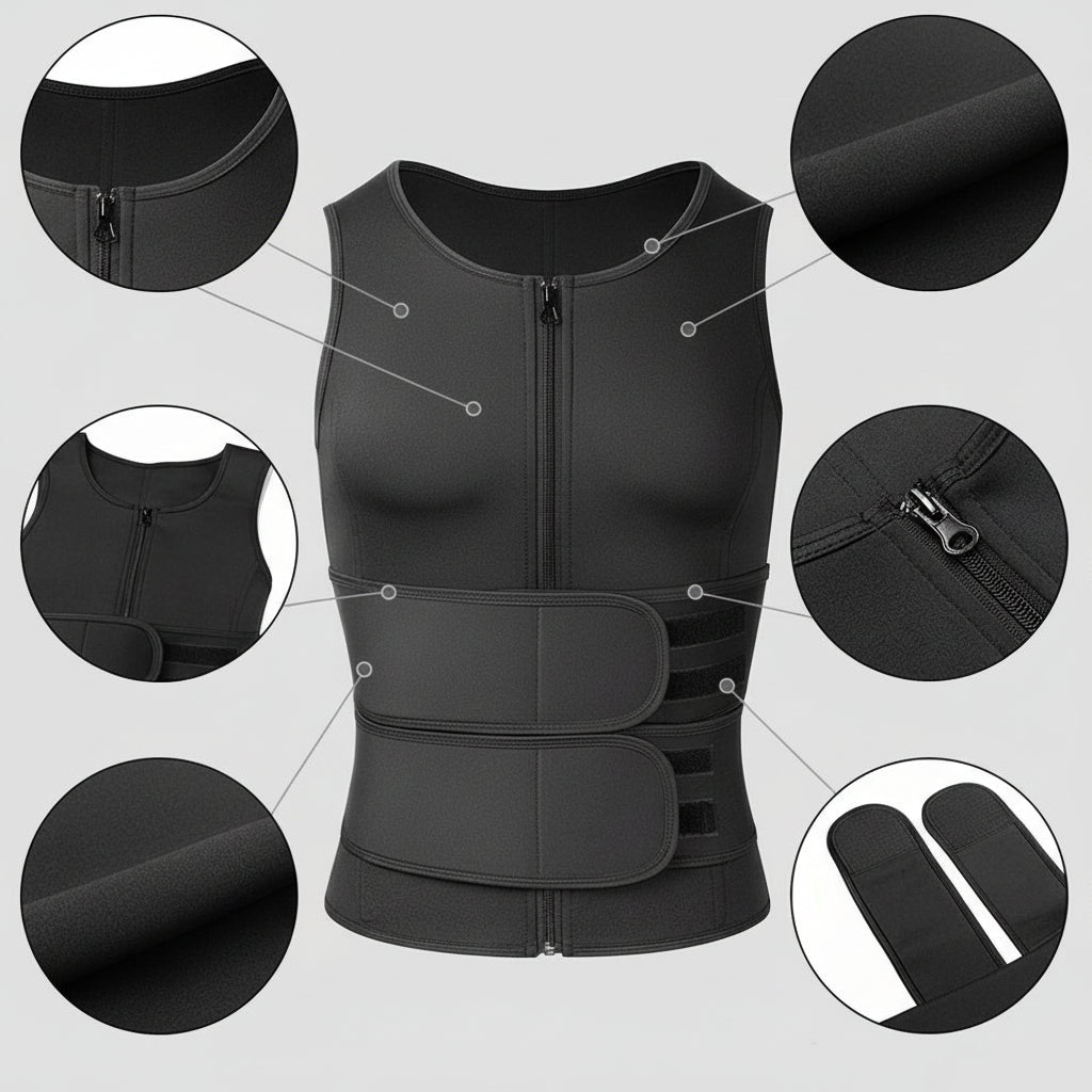 Men's Neoprene Sauna Vest Slimming Body Shaper Fat Burning Sweat Vest
