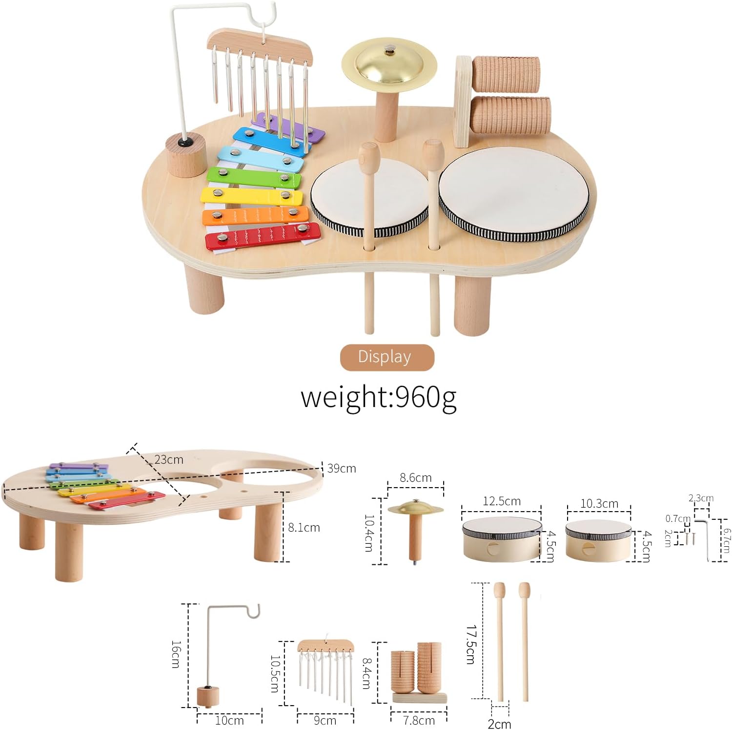 Montessori Music Activity Table Toy with Sound and Rhythm Instruments