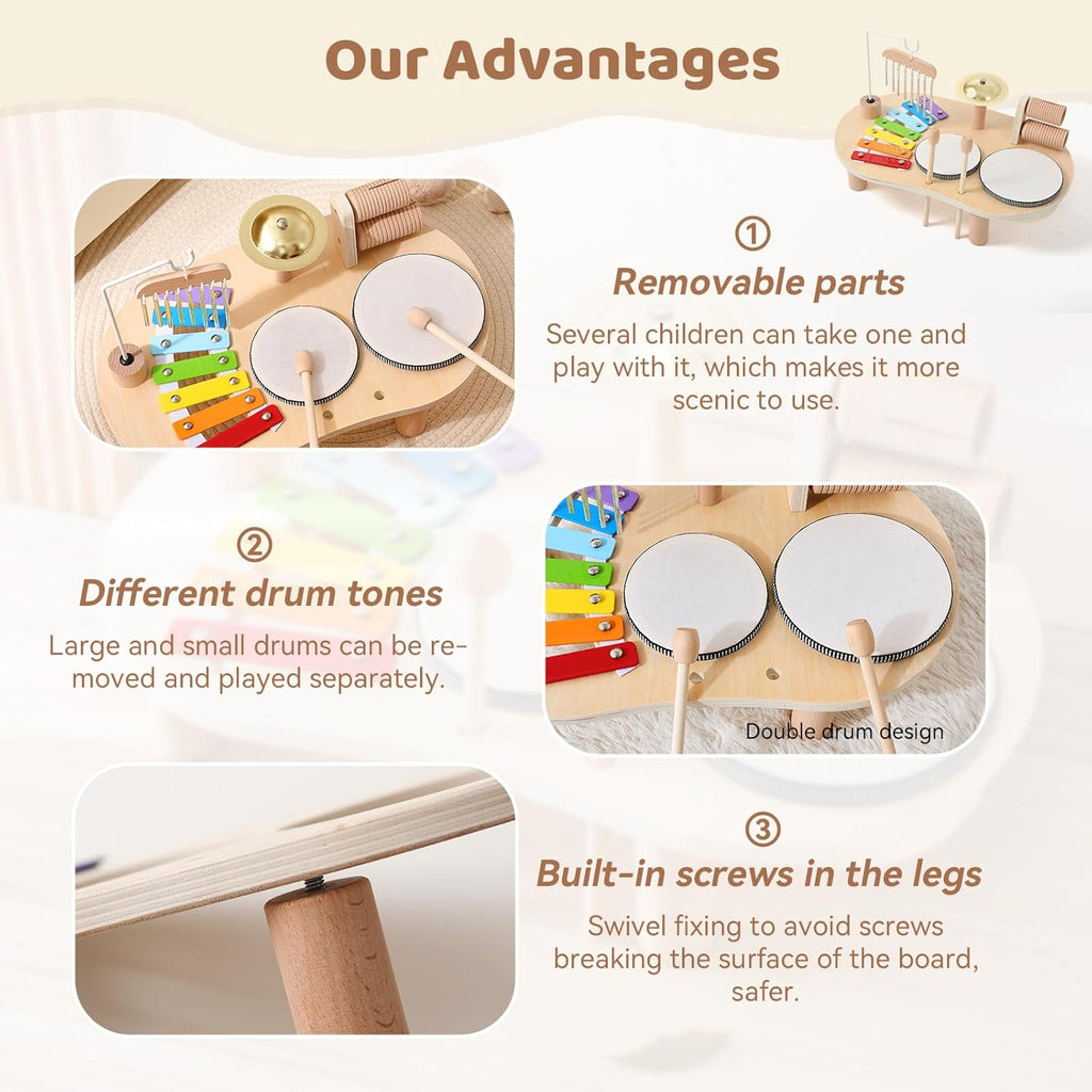 Montessori Music Activity Table Toy with Sound and Rhythm Instruments