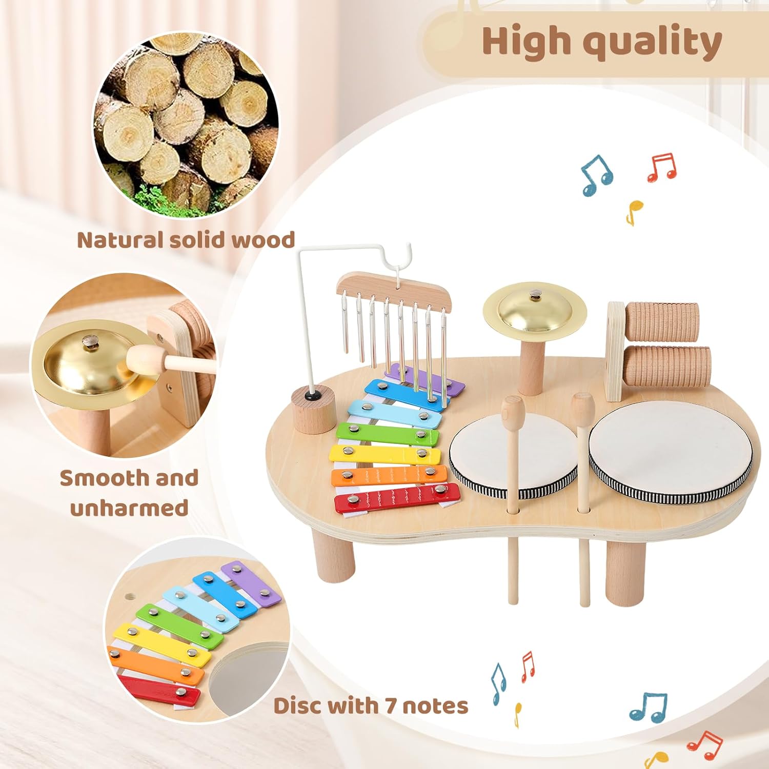 Montessori Music Activity Table Toy with Sound and Rhythm Instruments