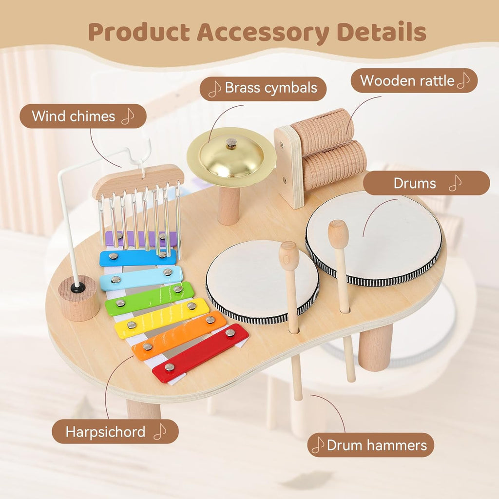 Montessori Music Activity Table Toy with Sound and Rhythm Instruments