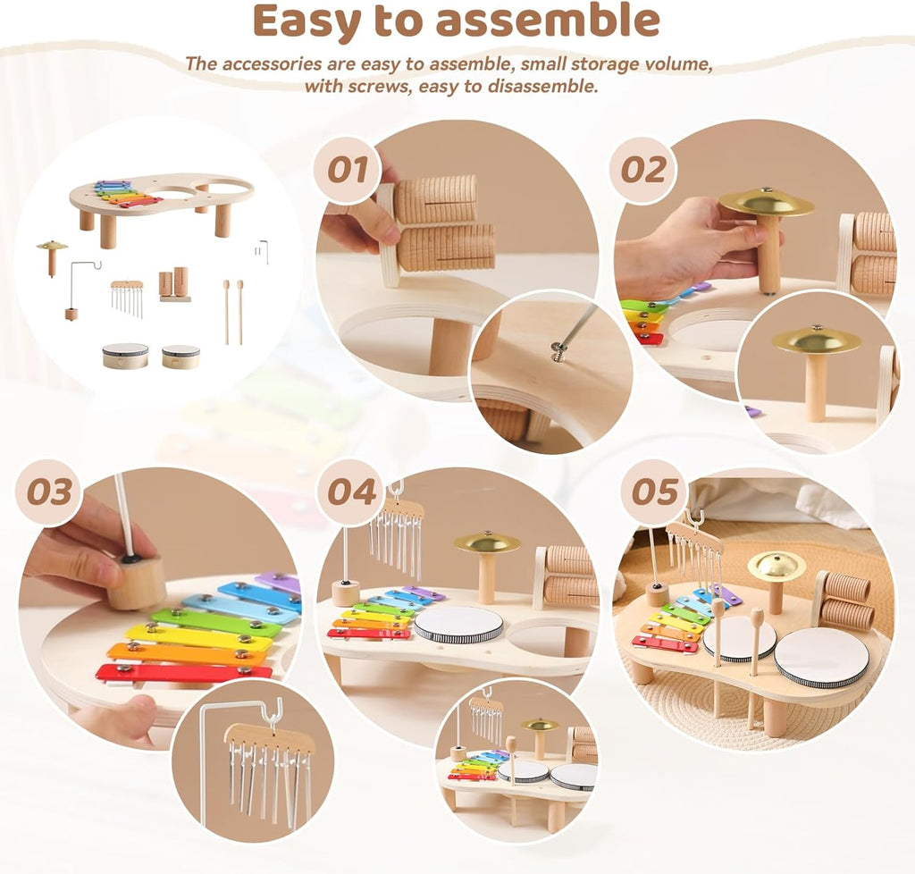 Montessori Music Activity Table Toy with Sound and Rhythm Instruments