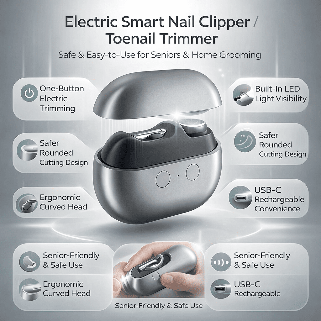 Electric Toenail Trimmer Nail Clipper with LED Light