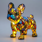 Dog Shape LED Table Lamp Night Light Stained Glass Style