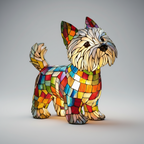 Dog Shape LED Table Lamp Night Light Stained Glass Style