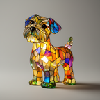Dog Shape LED Table Lamp Night Light Stained Glass Style