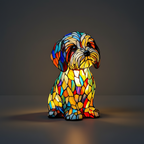 Dog Shape LED Table Lamp Night Light Stained Glass Style
