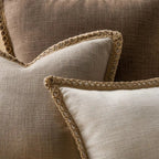Square Cushion Cover with Linen Trim Decorative Pillow Case