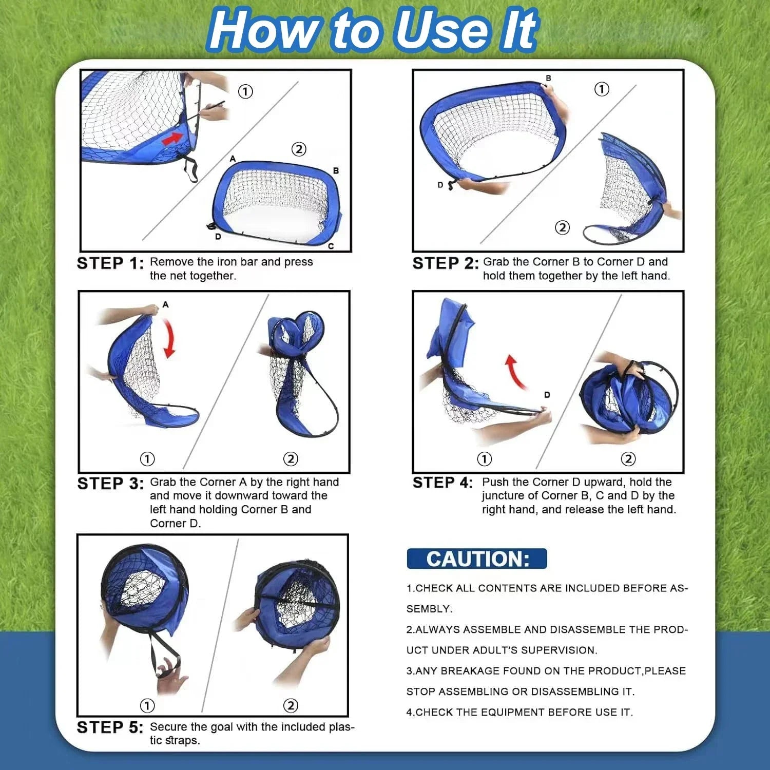 Foldable Portable Kids Soccer Goal 4-in-1 Football Training Net