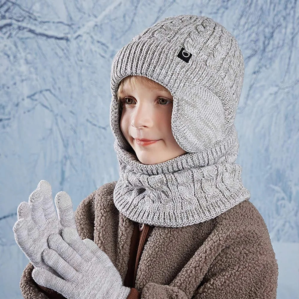 Kids Winter Hat Scarf Gloves Set Ear Warmer Neck Warmer Accessories