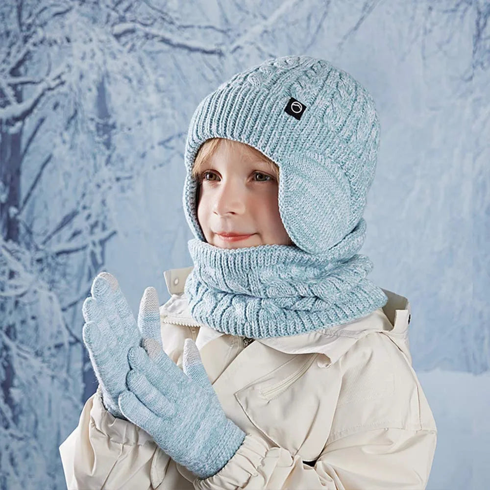 Kids Winter Hat Scarf Gloves Set Ear Warmer Neck Warmer Accessories