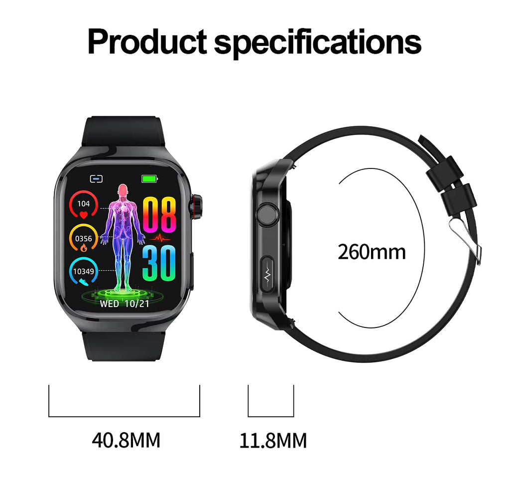 Smartwatch Circular Blood Sugar ECG Uric Acid Bluetooth Monitor