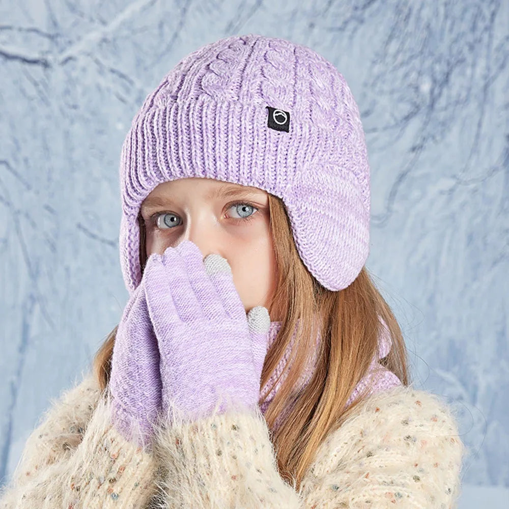 Kids Winter Hat Scarf Gloves Set Ear Warmer Neck Warmer Accessories