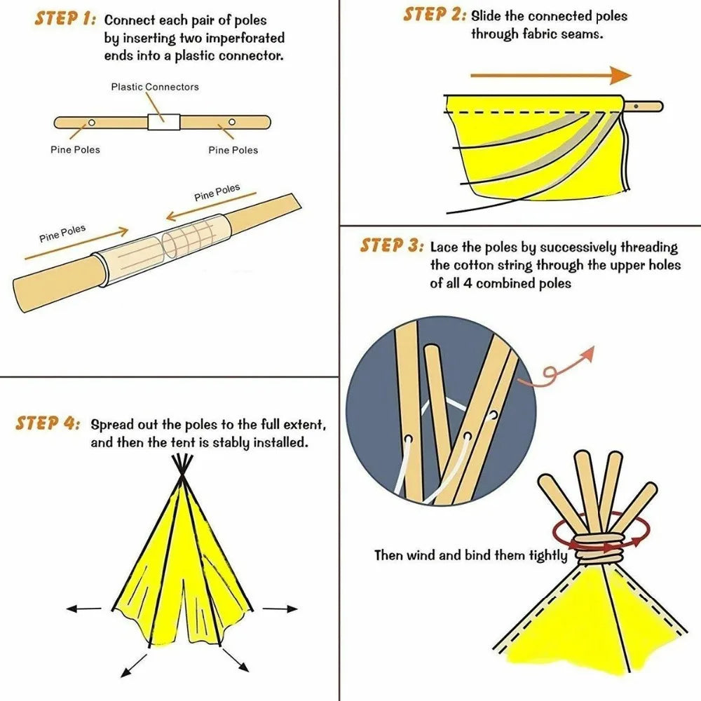 Tipi Play Tent Indoor Outdoor Kids Teepee Playhouse