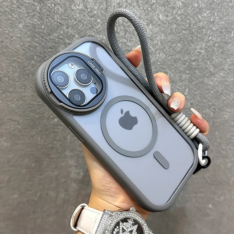 Foldable Magnetic Glass Lens Stand Case for iPhone Pro Max 11 12 13 14 15 16