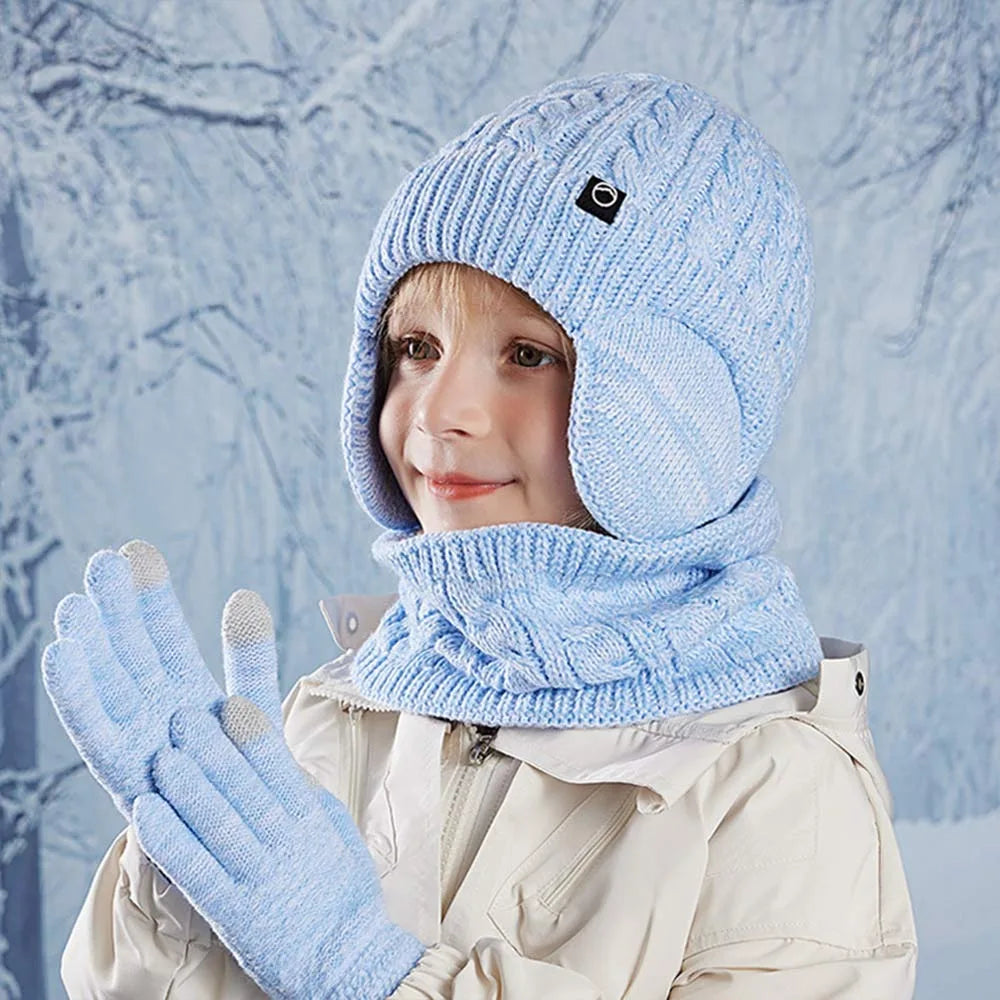 Kids Winter Hat Scarf Gloves Set Ear Warmer Neck Warmer Accessories
