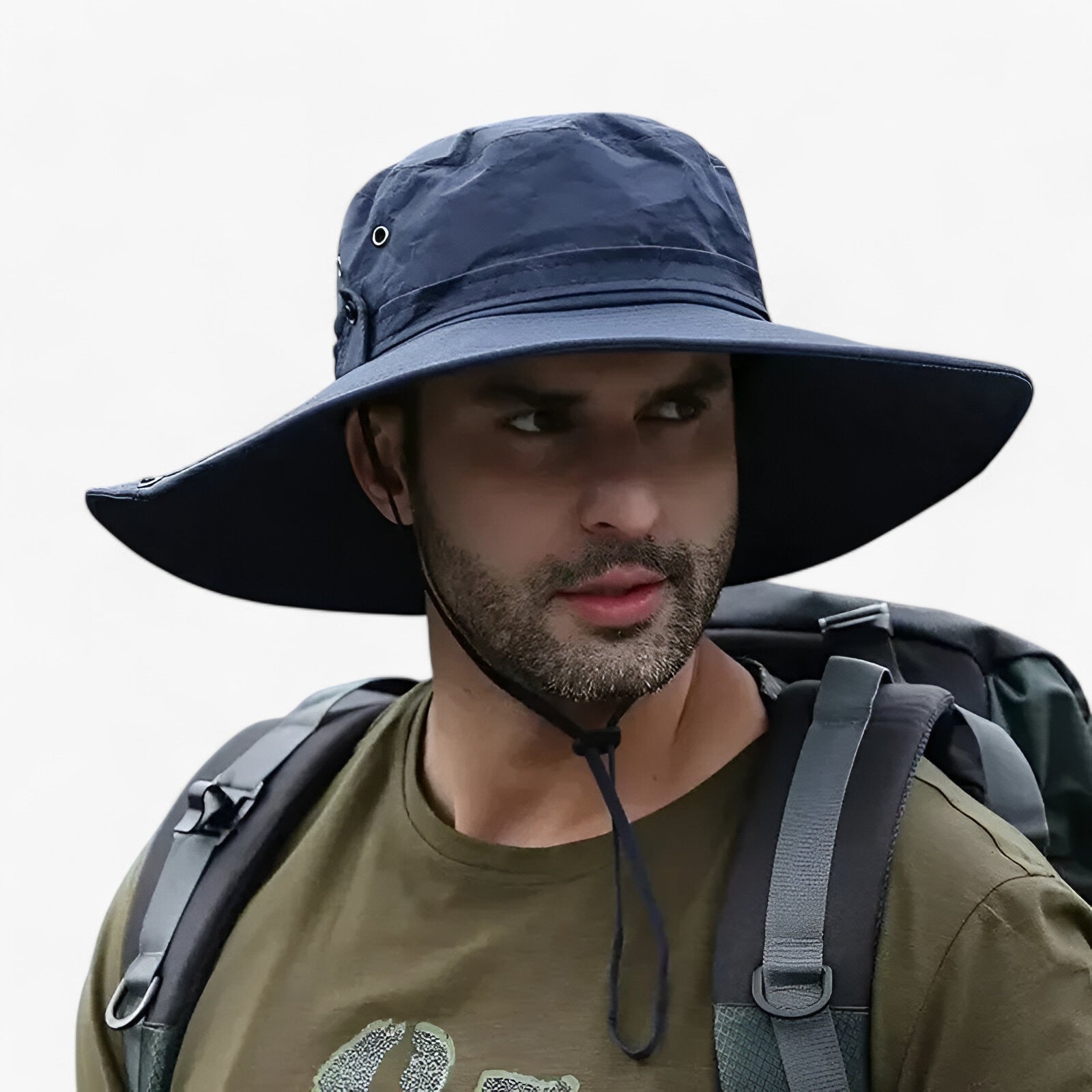 Wide Brim Outdoor Sun Hat with Adjustable Chin Strap
