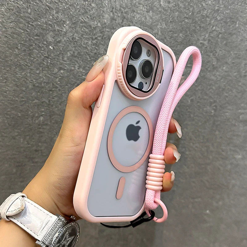Foldable Magnetic Glass Lens Stand Case for iPhone Pro Max 11 12 13 14 15 16