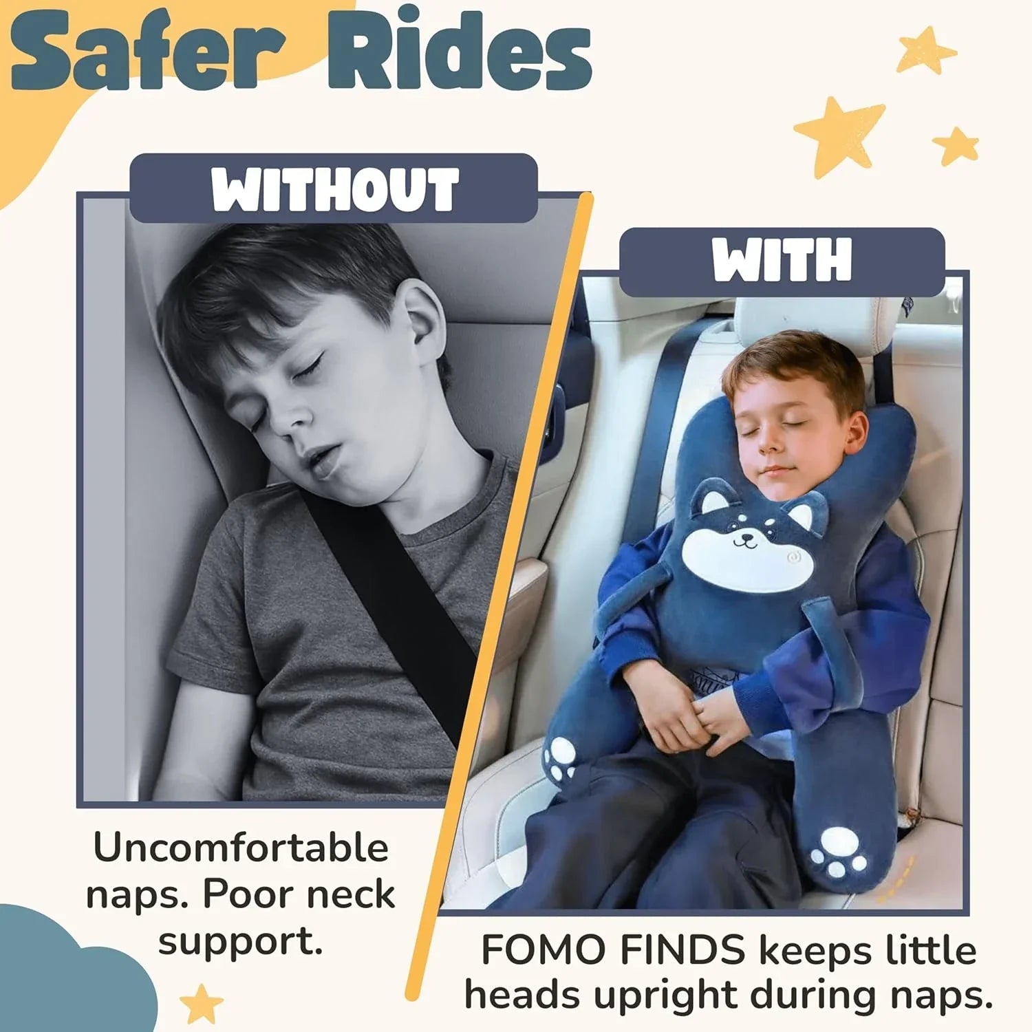 Car Headrest Lumbar Support Pillow Cushion for Children