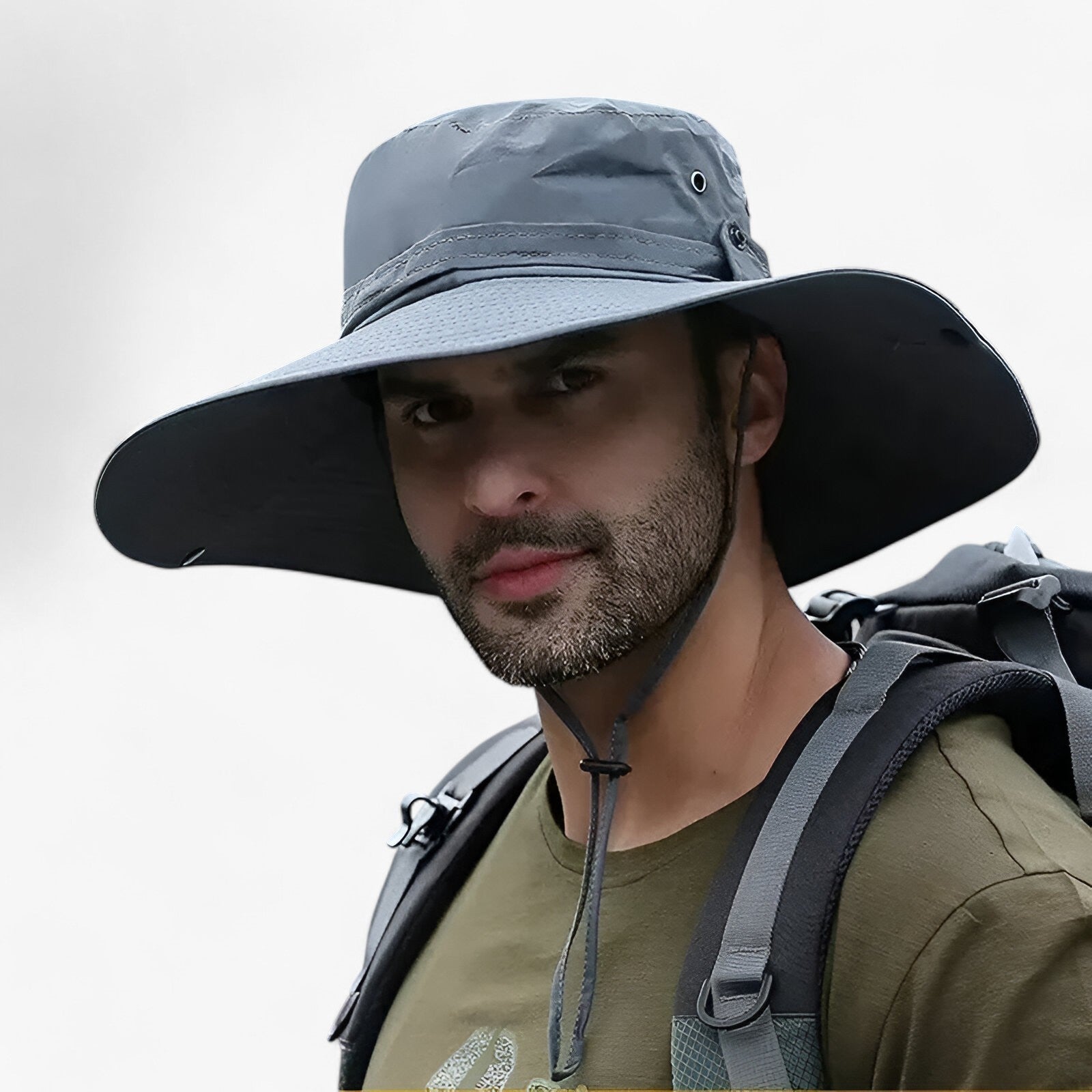 Wide Brim Outdoor Sun Hat with Adjustable Chin Strap