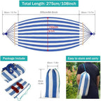 Double Canvas Hammock with Wooden Spreaders Swing Bed Anti-Roll