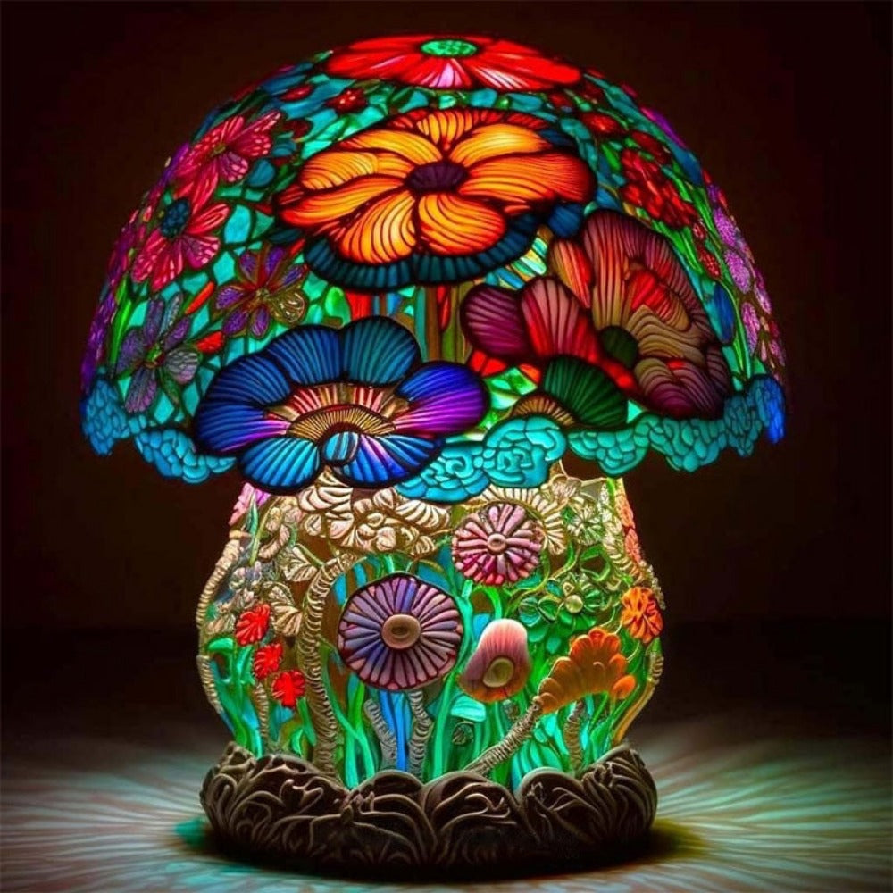Stained Glass Mushroom Table Lamp with 9 Style Options