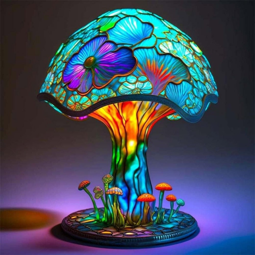 Stained Glass Mushroom Table Lamp with 9 Style Options