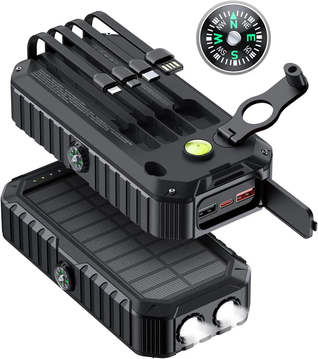 Solar Charger Power Bank 40000mAh with Hand Crank and Charging Cables