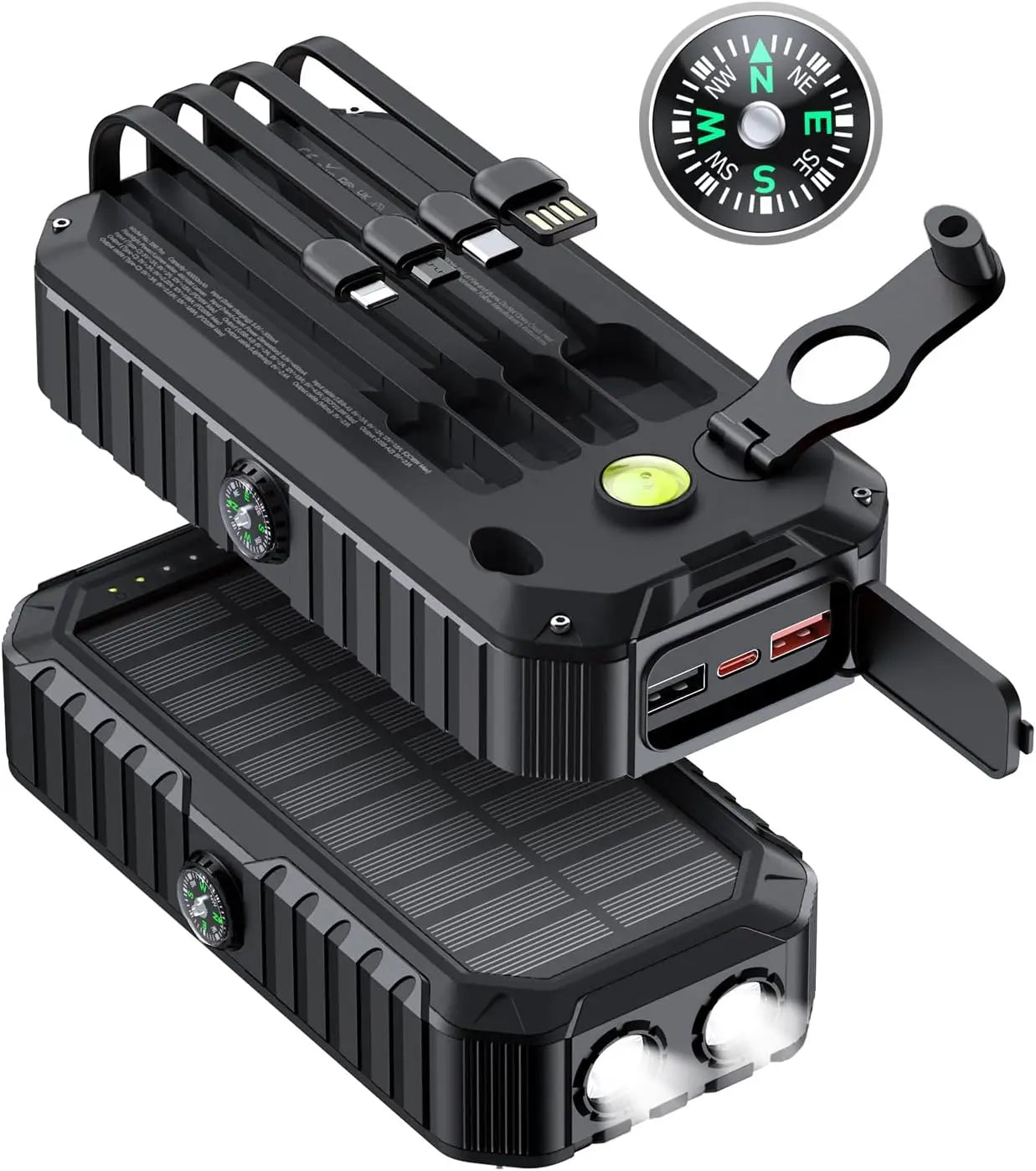 Solar Charger Power Bank 40000mAh with Hand Crank and Charging Cables