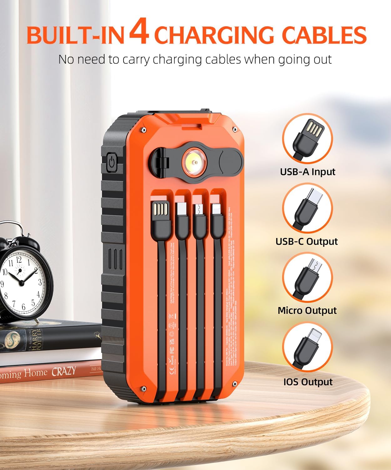 Solar Charger Power Bank 40000mAh with Hand Crank and Charging Cables