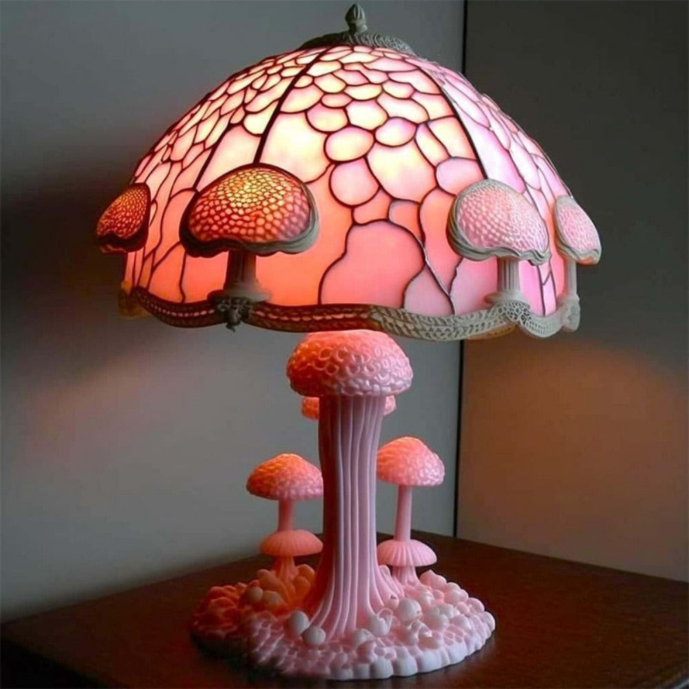 Stained Glass Mushroom Table Lamp with 9 Style Options