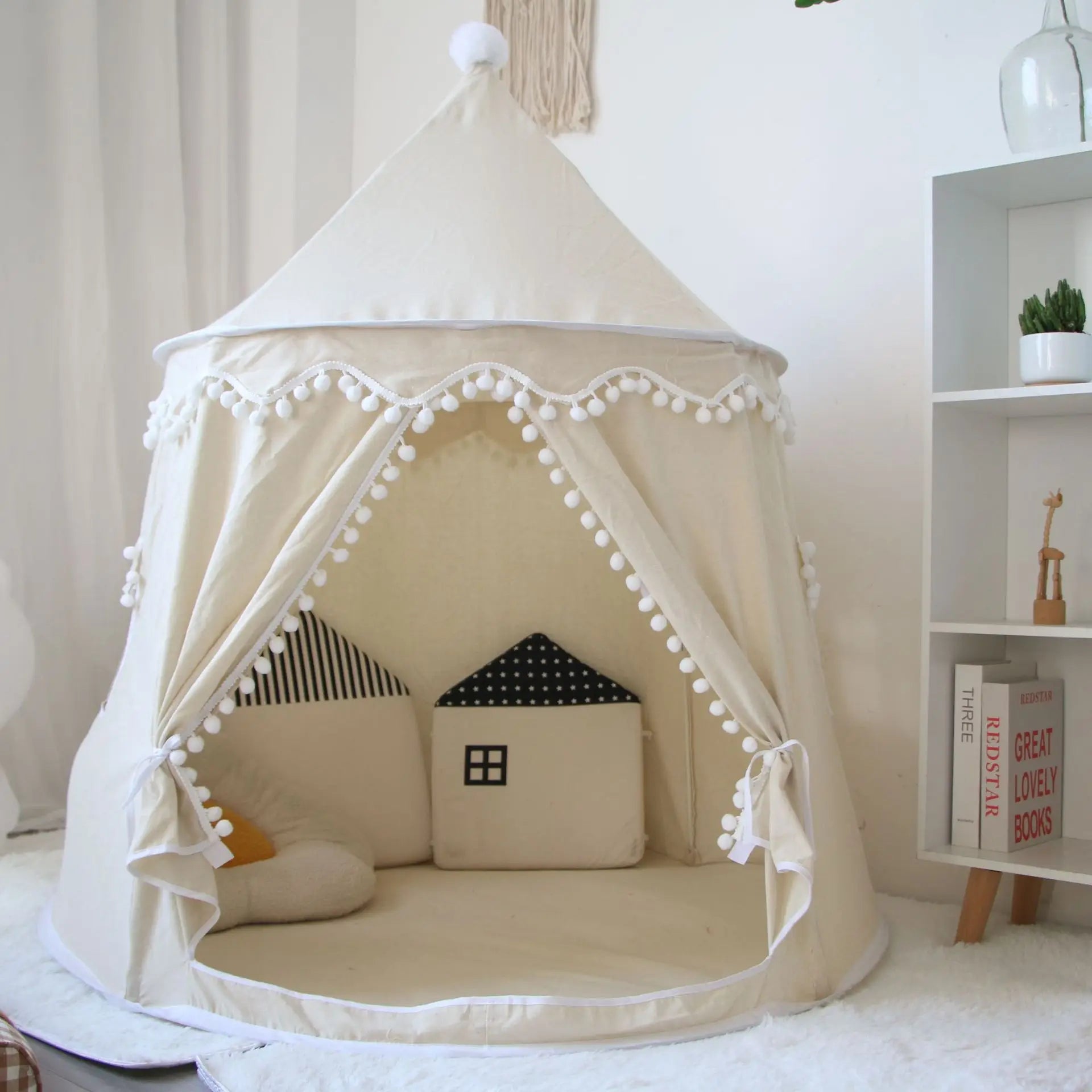 Round Plush Circular Play Tent for Children Indoor Outdoor