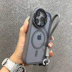 Foldable Magnetic Glass Lens Stand Case for iPhone Pro Max 11 12 13 14 15 16