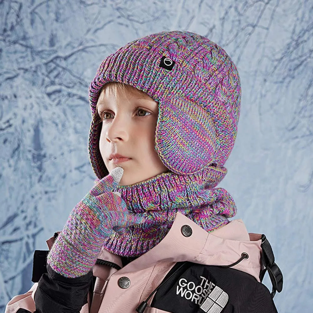 Kids Winter Hat Scarf Gloves Set Ear Warmer Neck Warmer Accessories