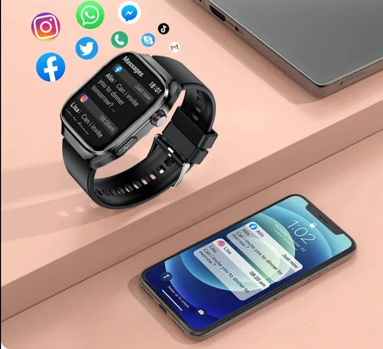 Smartwatch Circular Blood Sugar ECG Uric Acid Bluetooth Monitor